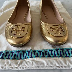 Tory Burch gold flats